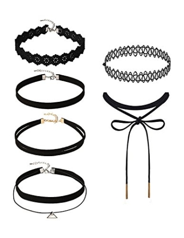 6 Stück Choker Halsketten Set Velvet Halskette Tattoo Halsband Schwarz Halsband -