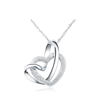 925 Sterling Silber Doppel liebe Herzen Halskette mit 45cm sterling Silber kette Schmuck - 