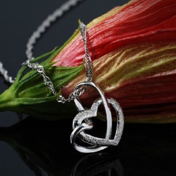 925 Sterling Silber Doppel liebe Herzen Halskette mit 45cm sterling Silber kette Schmuck - 