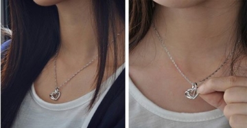 925 Sterling Silber Doppel liebe Herzen Halskette mit 45cm sterling Silber kette Schmuck - 
