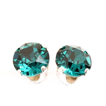 925 Sterling Silber Ohrstecker Ohrringe handgefertigt mit funkelnden Emerald Kristall aus SWAROVSKI®. - 