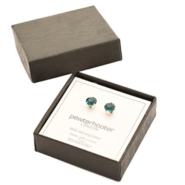 925 Sterling Silber Ohrstecker Ohrringe handgefertigt mit funkelnden Emerald Kristall aus SWAROVSKI®. - 