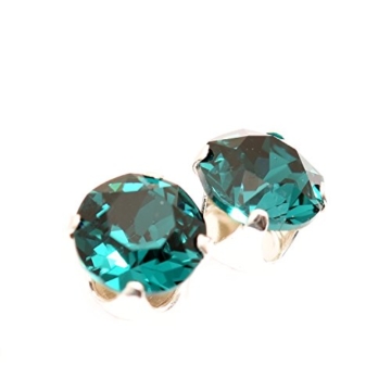 925 Sterling Silber Ohrstecker Ohrringe handgefertigt mit funkelnden Emerald Kristall aus SWAROVSKI®. -