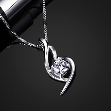 B.Catcher Damen Kette Twist mit Herz Set 925 Sterling Silber Zirkonia Halskette Anhänger mit Etui Schmuck Geschenk - 
