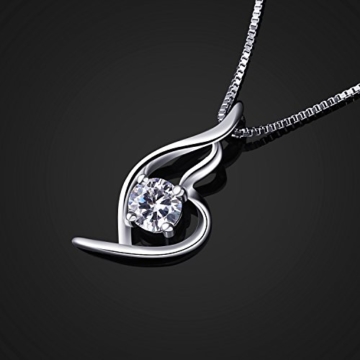 B.Catcher Damen Kette Twist mit Herz Set 925 Sterling Silber Zirkonia Halskette Anhänger mit Etui Schmuck Geschenk - 