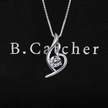 B.Catcher Damen Kette Twist mit Herz Set 925 Sterling Silber Zirkonia Halskette Anhänger mit Etui Schmuck Geschenk - 