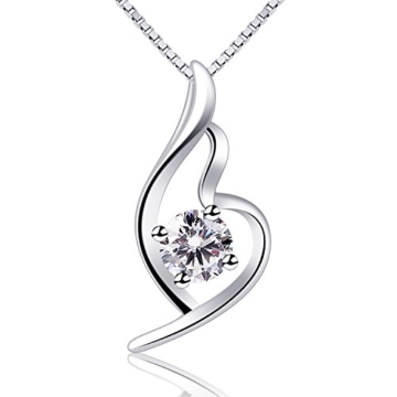 B.Catcher Damen Kette Twist mit Herz Set 925 Sterling Silber Zirkonia Halskette Anhänger mit Etui Schmuck Geschenk -