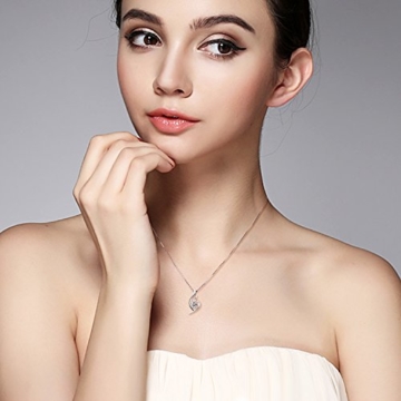 B.Catcher Damen Kette Twist mit Herz Set 925 Sterling Silber Zirkonia Halskette Anhänger mit Etui Schmuck Geschenk - 