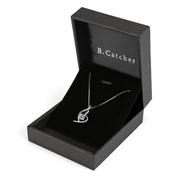 B.Catcher Damen Kette Twist mit Herz Set 925 Sterling Silber Zirkonia Halskette Anhänger mit Etui Schmuck Geschenk - 