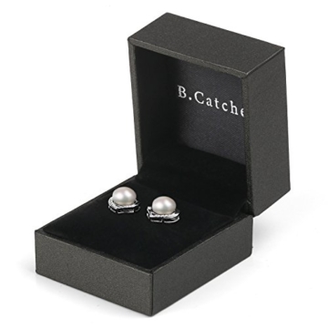 B.Catcher Damen Ohrringe Perle Ohrstecker mit Herz Set Herzsprache Basic 925 Sterling Silber Zirkonia Schmuck - 