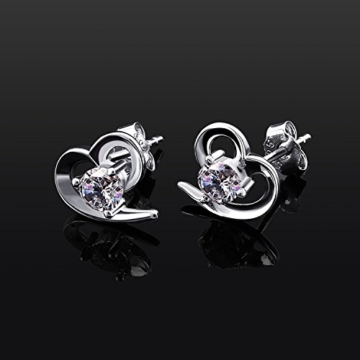 B.Catcher Damen Ohrringe Set mit Herz Ohrstecker Basic 925 Sterling Silber Zirkonia mit Etui damen Schmuck - 