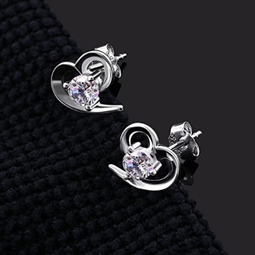 B.Catcher Damen Ohrringe Set mit Herz Ohrstecker Basic 925 Sterling Silber Zirkonia mit Etui damen Schmuck - 