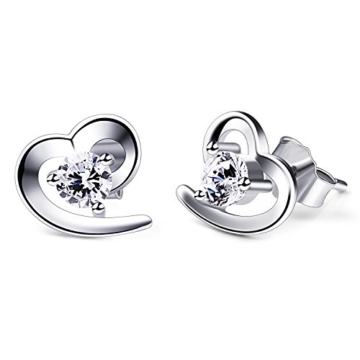 B.Catcher Damen Ohrringe Set mit Herz Ohrstecker Basic 925 Sterling Silber Zirkonia mit Etui damen Schmuck -