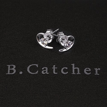 B.Catcher Damen Ohrringe Set mit Herz Ohrstecker Basic 925 Sterling Silber Zirkonia mit Etui damen Schmuck - 