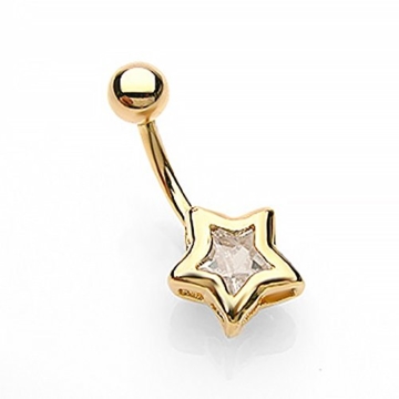 Bauchnabelpiercing 14 Karat vergoldet Bananabell Gold Stern Chirurgenstahl Nabelpiercing -