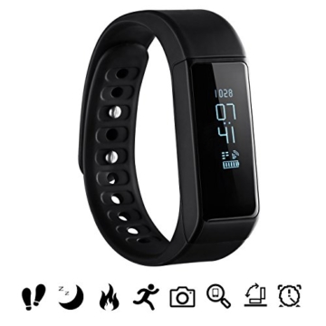 Bluetooth Fitness Tracker, Omorc Sport Armband I5 Plus SmartWatch OLED Uhr Aktivitätstracker smart bracelet mit Schlafmonitor, Schrittzähler, Kalorienzähler, SMS Anrufe Reminder für iPhone Samsung iOS und Android Smartphones – Schwarz -