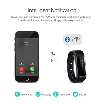 Bluetooth Fitness Tracker, Omorc Sport Armband I5 Plus SmartWatch OLED Uhr Aktivitätstracker smart bracelet mit Schlafmonitor, Schrittzähler, Kalorienzähler, SMS Anrufe Reminder für iPhone Samsung iOS und Android Smartphones – Schwarz - 