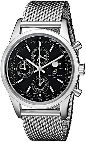 Breitling Herren TRANSOCEAN (mineralölunternehmen) 43 mm Chronograph Stahl Armband und Fall Automatische schwarz Zifferblatt Armbanduhr a1931012-bb68 -
