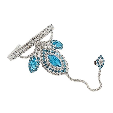 Contever® Vintage Armbänder Armreif Bracelet Harness Link mit Ring für Frauen (See-Blau) - 