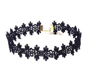 Da.Wa 10 Stück Halsketten Set Vintage Schwarze Klassische Gotische Tattoo Spitze Choker Halskette für Damen Mädchen - 