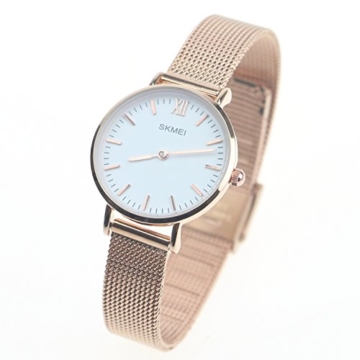 Damen Armbanduhr Analog Quarz Wasserdicht Edelstahl Silber Uhren für Frauen,Damen Roségold Uhr - 
