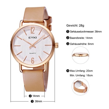 Damen-Armbanduhr - VOEONS - Minimalismus Leder Braun/Rosegold Damen Uhren E1078M - 