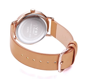 Damen-Armbanduhr - VOEONS - Minimalismus Leder Braun/Rosegold Damen Uhren E1078M - 