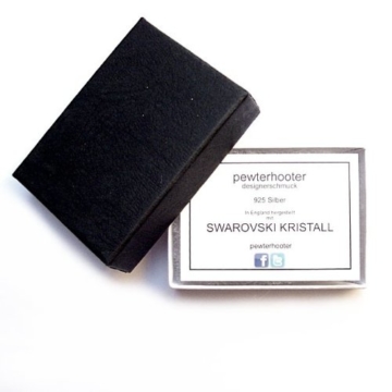 DAMEN-OHRRING. VINTAGE SAPPHIRE SWAROVSKI KRISTALLE. 925 SILBER OHRSTECKER. SCHMUCK-GESCHENK-BOX. - 