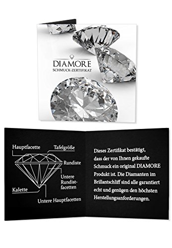 Diamore Damen-Schmuckset Halskette + Ohrringe Brautschmuck (SI2) 0.05ct 925 Silber Diamant (0.05 ct) Brillantschlif Süßwasserzuchtperle Weiß - 