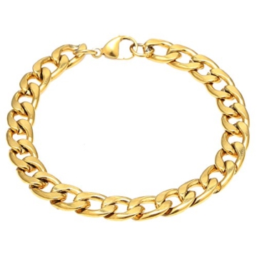 DonDon Herren Panzerketten Armband Edelstahl gold verschiedene Stärken -