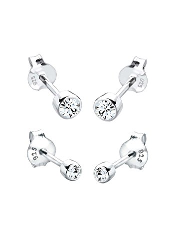 Elli Damen-Ohrstecker-Set Basic 925 Sterlingsilber mit Kristallen von Swarovski -