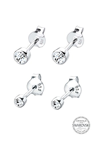 Elli Damen-Ohrstecker-Set Basic 925 Sterlingsilber mit Kristallen von Swarovski - 