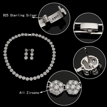 EVER FAITH® Damen 925 Sterling Silber CZ Luxus Romantik Halskette Ohrringe Armband Set klar - 