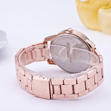 FEITONG Damenuhr Luxus Uhr Künstlich Kristallrhinestone Edelstahl Band Analoge Quarz Armbanduhr Rose Gold - 
