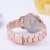 FEITONG Damenuhr Luxus Uhr Künstlich Kristallrhinestone Edelstahl Band Analoge Quarz Armbanduhr Rose Gold - 