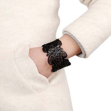 Für immer & Moment Vintage Metal Filigree Stretch Armreif Armband Für Frauen 20 cm(Schwarz) - 