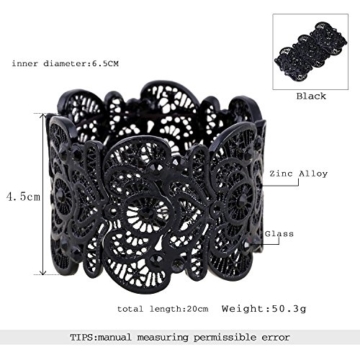 Für immer & Moment Vintage Metal Filigree Stretch Armreif Armband Für Frauen 20 cm(Schwarz) - 