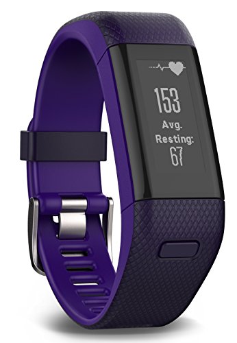 Garmin vívosmart HR+ Fitness-Tracker - GPS-fähig, Herzfrequenzmessung am Handgelenk, Smart Notifications Purple, M - L, 010-01955-31 -
