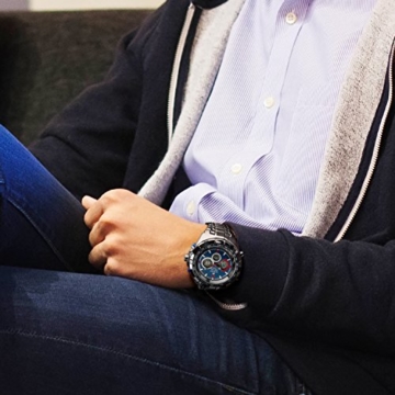 Globenfeld Super Sport - Armbanduhr mit Metallarmband - Analog-/Digital-Anzeige mit 3 Funktionen - Stoppuhr & Tachymeter - Wasserdicht bis 30 Meter – Blau - 