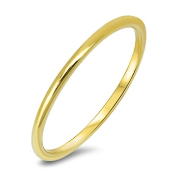 Goldring 585 Gold Massiv Gelbgold 14 Karat Damen Bandring - Ring - Vorsteckring ohne Stein Gr 48 bis 62 1,5mm -
