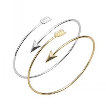 GOOD.designs modischer Damen Pfeil-Amreif / Armband aus plattierter Kupferlegierung in 18k-Gold oder Silber (Silber) - 