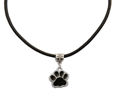 Halskette mit Hundepfote in Schwarz - Kautschuk Schwarz -