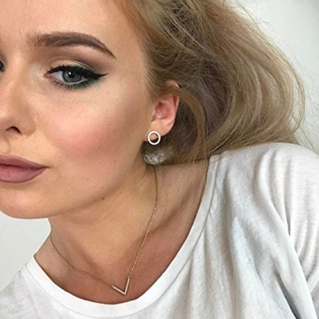 Happiness Boutique Damen Offen Kreis Ohrstecker Rosegold | Kleine Runde Ohrringe aus Titan mit Rosegold Überzogen Minimalist Design - 