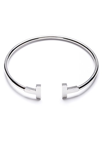 Happiness Boutique Damen Offener Armreif Silberfarbe Titan | Armband Minimalist Armschmuck für Frauen -