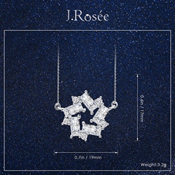 J.Rosée Kette Damen 925 Sterling Silber Zirkonia Halskette Silber mit Herz Anhänger 