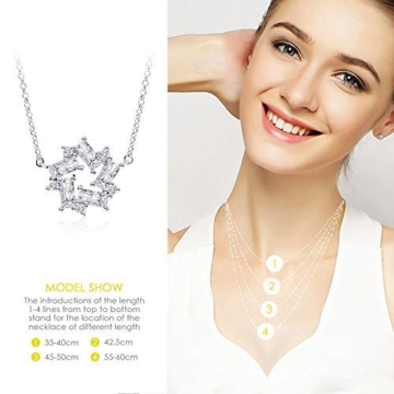 J.Rosée Kette Damen 925 Sterling Silber Zirkonia Halskette Silber mit Herz Anhänger 