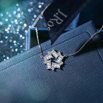 J.Rosée Kette Damen 925 Sterling Silber Zirkonia Halskette Silber mit Herz Anhänger 