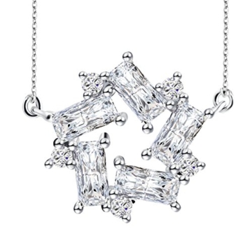 J.Rosée Kette Damen 925 Sterling Silber Zirkonia Halskette Silber mit Herz Anhänger "Königin der Blumen" 45cm Kette -