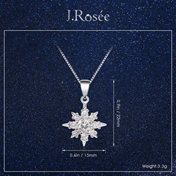 J.Rosée Kette Damen Halskette Silber Schmuck 925 Sterling Silber Zirkonia mit Schneeflocken Anhänger 