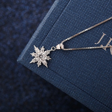 J.Rosée Kette Damen Halskette Silber Schmuck 925 Sterling Silber Zirkonia mit Schneeflocken Anhänger 
